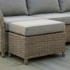 Martha Stewart Lily Pond Rattan Wicker Indoor-Outdoor Patio Ottoman in Weathered Gray with 4″ Gray Olefin Cushion, Steel Frame and Zippered Removable Cushion Cover