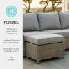 Martha Stewart Lily Pond Rattan Wicker Indoor-Outdoor Patio Ottoman in Weathered Gray with 4″ Gray Olefin Cushion, Steel Frame and Zippered Removable Cushion Cover