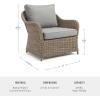 Martha Stewart Lily Pond Set of 2 Indoor-Outdoor Weathered Gray Rattan Wicker Patio Club Chairs with All-Weather Gray Back and Seat Cushions, 300 Lb. Static Weight(Set of 2)