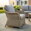 Martha Stewart Lily Pond Set of 2 Indoor-Outdoor Weathered Gray Rattan Wicker Patio Club Chairs with All-Weather Gray Back and Seat Cushions, 300 Lb. Static Weight(Set of 1)