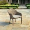 Martha Stewart Lily Pond Set of 2 Indoor-Outdoor Weathered Gray Rattan Wicker Patio Dining Armchairs, Gray Seat Cushions, Stacks Up to 8 High, 300 Lb. Static Weight(Set of 1)