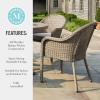 Martha Stewart Lily Pond Set of 2 Indoor-Outdoor Weathered Gray Rattan Wicker Patio Dining Armchairs, Gray Seat Cushions, Stacks Up to 8 High, 300 Lb. Static Weight(Set of 2)