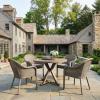 Martha Stewart Lily Pond Set of 2 Indoor-Outdoor Weathered Gray Rattan Wicker Patio Dining Armchairs, Gray Seat Cushions, Stacks Up to 8 High, 300 Lb. Static Weight(Set of 1)
