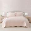 Martha Stewart – Queen Size Quilt Set, Soft & Smooth Sateen Bedding with a Light and Breathable Feel, 3 Piece Bed Set with Matching Pillowcases (Fern Embroidery Grey)(Vintage Scallop Pink)