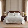 Martha Stewart – Queen Size Quilt Set, Soft & Smooth Sateen Bedding with a Light and Breathable Feel, 3 Piece Bed Set with Matching Pillowcases (Fern Embroidery Grey)(Fern Embroidery Grey)