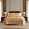 Martha Stewart – Queen Size Quilt Set, Soft & Smooth Sateen Bedding with a Light and Breathable Feel, 3 Piece Bed Set with Matching Pillowcases (Fern Embroidery Grey)(Fern Embroidery Beige)