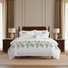 Martha Stewart – Twin Duvet Cover Set, 100% Smooth & Silky Sateen Cotton Bedding, 2 Piece Striped Bedding with Matching Pillowcase (Verbena Stripe Blue)(Fern Garden Green)