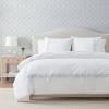Martha Stewart – Twin Duvet Cover Set, 100% Smooth & Silky Sateen Cotton Bedding, 2 Piece Striped Bedding with Matching Pillowcase (Verbena Stripe Blue)(Garden Path Embroidery Blue)