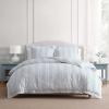 Martha Stewart – Twin Duvet Cover Set, 100% Smooth & Silky Sateen Cotton Bedding, 2 Piece Striped Bedding with Matching Pillowcase (Verbena Stripe Blue)(Verbena Stripe Blue)
