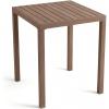Martha Stewart Bedford 35.5″ Square Bar Height Patio Table with Trestle Base, Indoor-Outdoor Aluminum Dining Table with Seating for 4, Brushed Gray Woodgrain Finish(Brown)