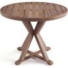Martha Stewart Bedford 36″ Round Indoor-Outdoor Aluminum Patio Dining Table with Trestle Base, Accommodates up to 4 Adults, Brushed Brown Woodgrain Finish(Brown)