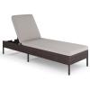 Martha Stewart Bedford Indoor-Outdoor Patio Chaise Lounge Chair with Adjustable Back and Rattan Wicker Finish in Gray with Gray All-Weather Cushions(Brown)