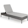 Martha Stewart Bedford Indoor-Outdoor Patio Chaise Lounge Chair with Adjustable Back and Rattan Wicker Finish in Gray with Gray All-Weather Cushions(Grey)