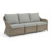 Martha Stewart Lily Pond Indoor-Outdoor 3-Seat Patio Sofa in Weathered Gray Rattan Wicker, All-Weather Gray Back and Seat Cushions, 300 Lb. Static Weight Per Seat