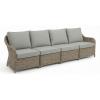 Martha Stewart Lily Pond Indoor-Outdoor 4-Seat Patio Sofa in Weathered Gray Rattan Wicker, All-Weather Gray Back and Seat Cushions, 300 Lb. Static Weight Per Seat