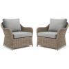 Martha Stewart Lily Pond Set of 2 Indoor-Outdoor Weathered Gray Rattan Wicker Patio Club Chairs with All-Weather Gray Back and Seat Cushions, 300 Lb. Static Weight(Set of 2)