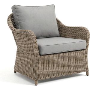 Martha Stewart Lily Pond Set of 2 Indoor-Outdoor Weathered Gray Rattan Wicker Patio Club Chairs with All-Weather Gray Back and Seat Cushions, 300 Lb. Static Weight(Set of 1)