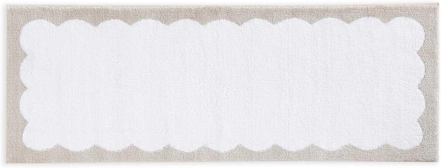 image:imageMartha Stewart Bath Rug Plush 100 YarnDye Knit Rug Soft Cushioned Feel Bathroom Rug with SkidResistant Latex Rubber Backing Skylands Border LinenWhite 60 x 22Bedford Scallop WhiteLinen