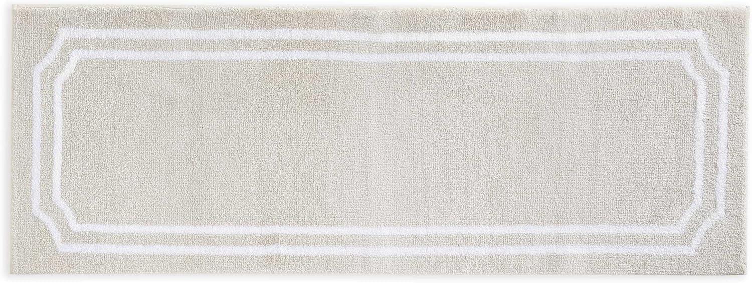 image:imageMartha Stewart Bath Rug Plush 100 YarnDye Knit Rug Soft Cushioned Feel Bathroom Rug with SkidResistant Latex Rubber Backing Skylands Border LinenWhite 60 x 22Skylands Border LinenWhite