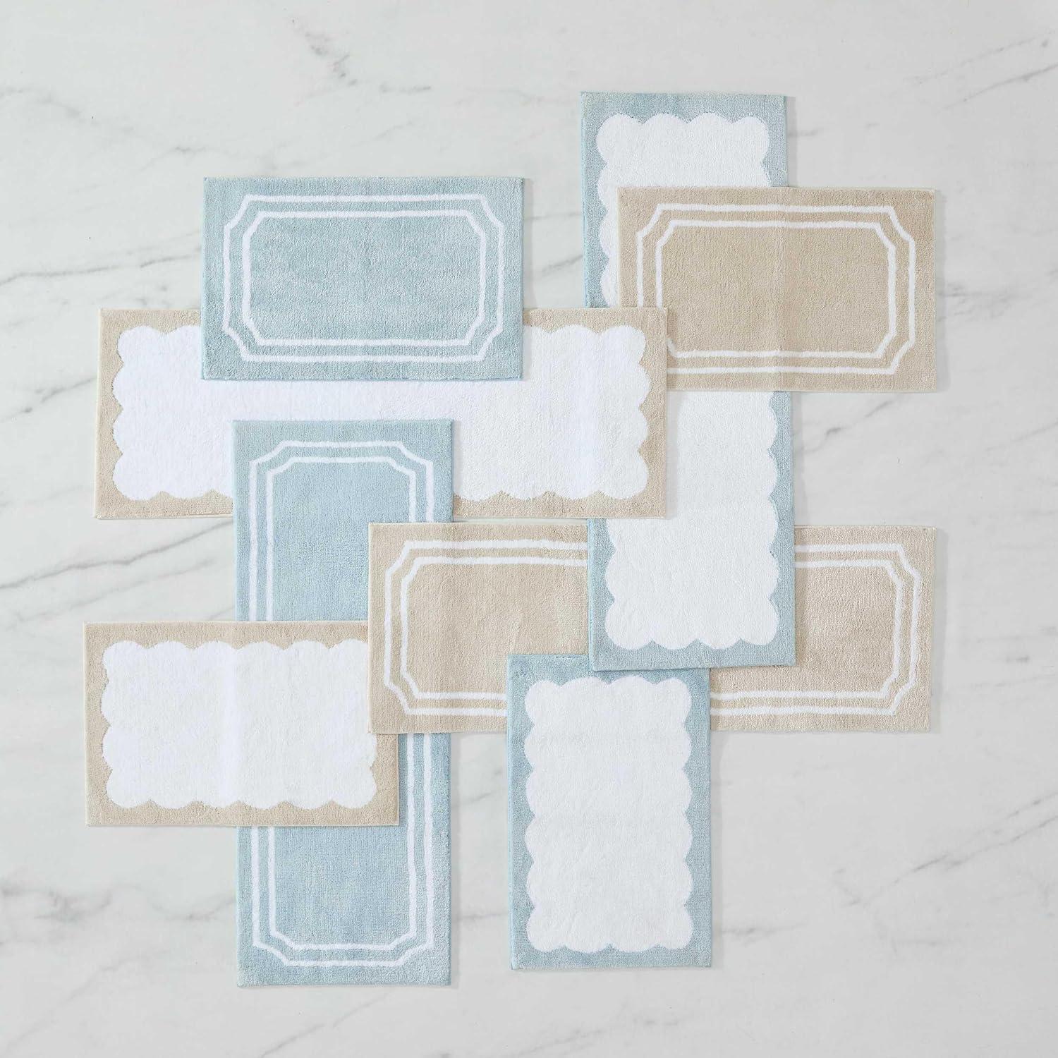 image:imageMartha Stewart Bath Rug Plush 100 YarnDye Knit Rug Soft Cushioned Feel Bathroom Rug with SkidResistant Latex Rubber Backing Skylands Border LinenWhite 60 x 22Bedford Scallop WhiteLinen