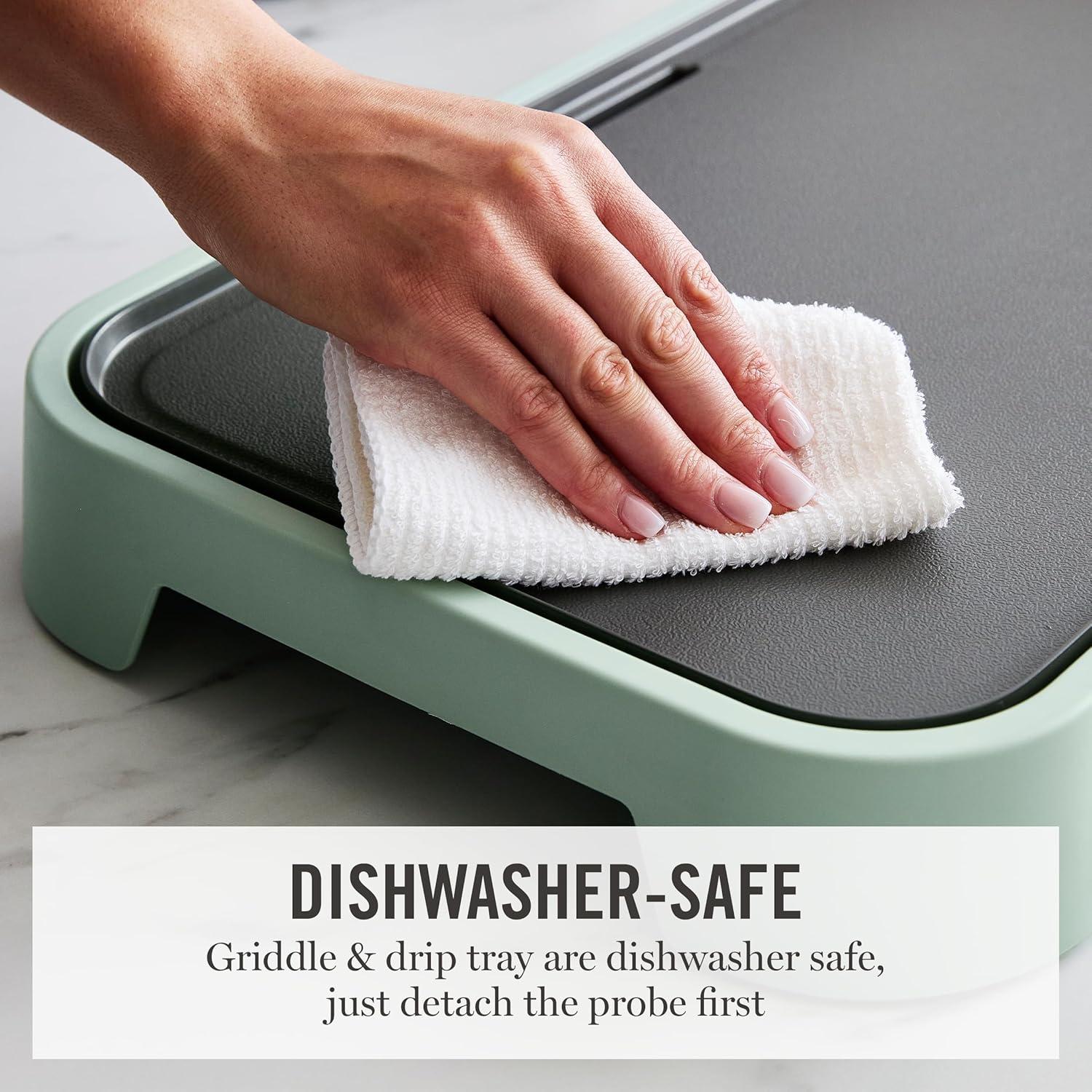 image:imageMartha Stewart 12 x 22 Electric Griddle XL Ceramic NonstickFlat Top Cooking Surface Adjustable Temperature Dial Drip Tray Dishwasher Safe 1500W Fast Even Heating Pancakes amp Eggs Linen WhiteHoneydew Green