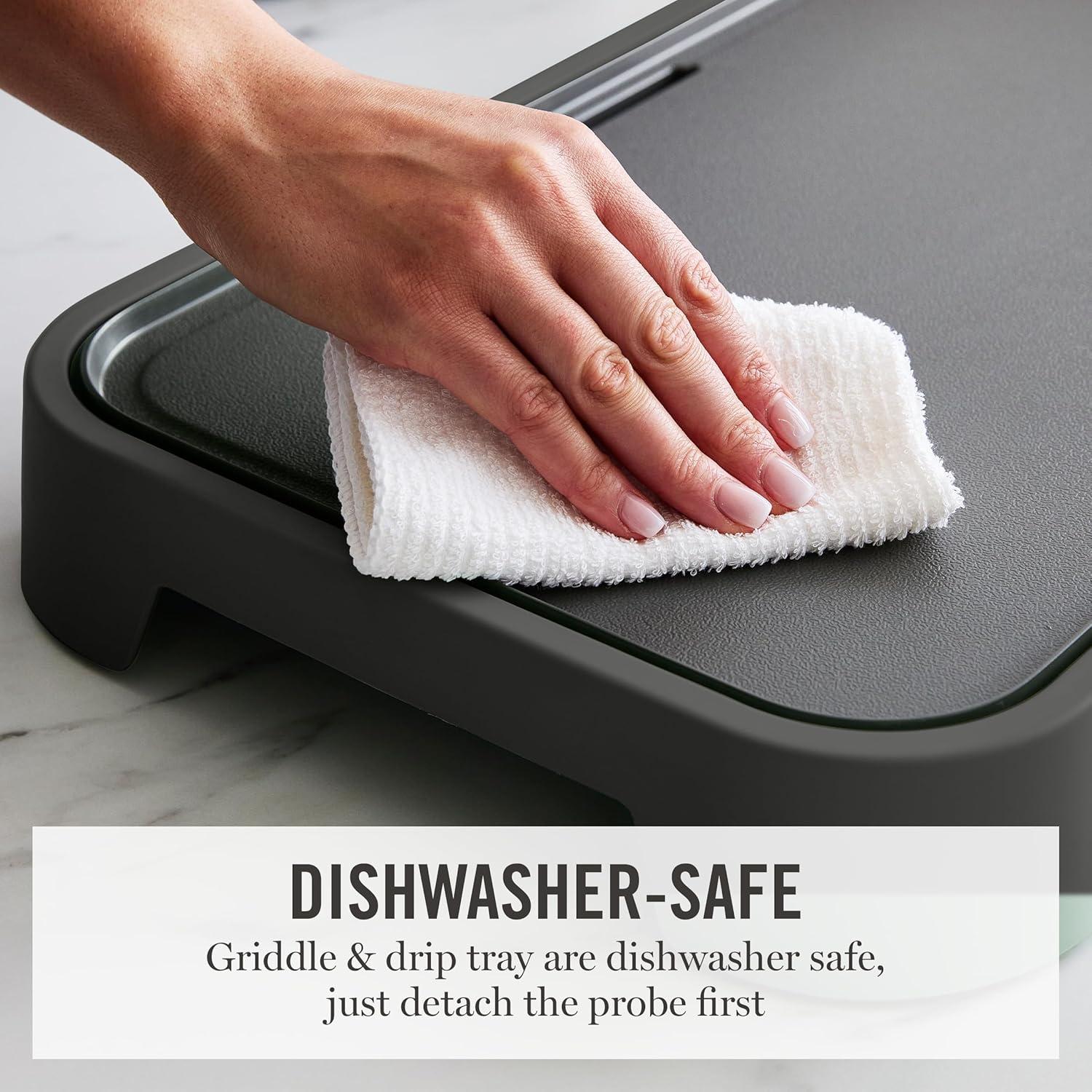 image:imageMartha Stewart 12 x 22 Electric Griddle XL Ceramic NonstickFlat Top Cooking Surface Adjustable Temperature Dial Drip Tray Dishwasher Safe 1500W Fast Even Heating Pancakes amp Eggs Linen WhiteCaviar Gray