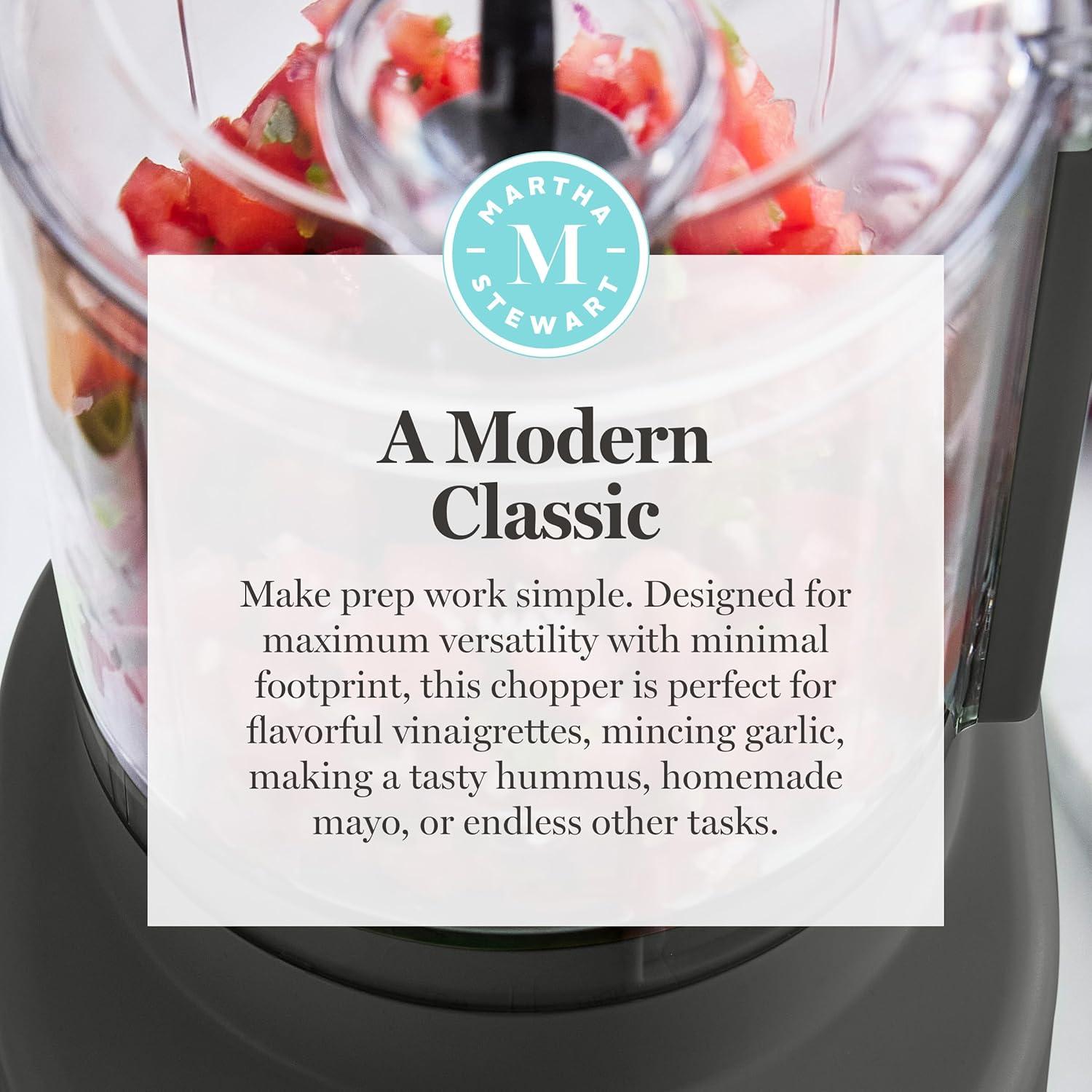 image:imageMartha Stewart 3 Cup Electric Food Chopper Vegetable amp Herb Mini Food Processor 24oz BPAFree Bowl Stainless Steel Blades Pour Spout Dicing Mincing Chop amp Puree Dishwasher Safe LinenCaviar Gray