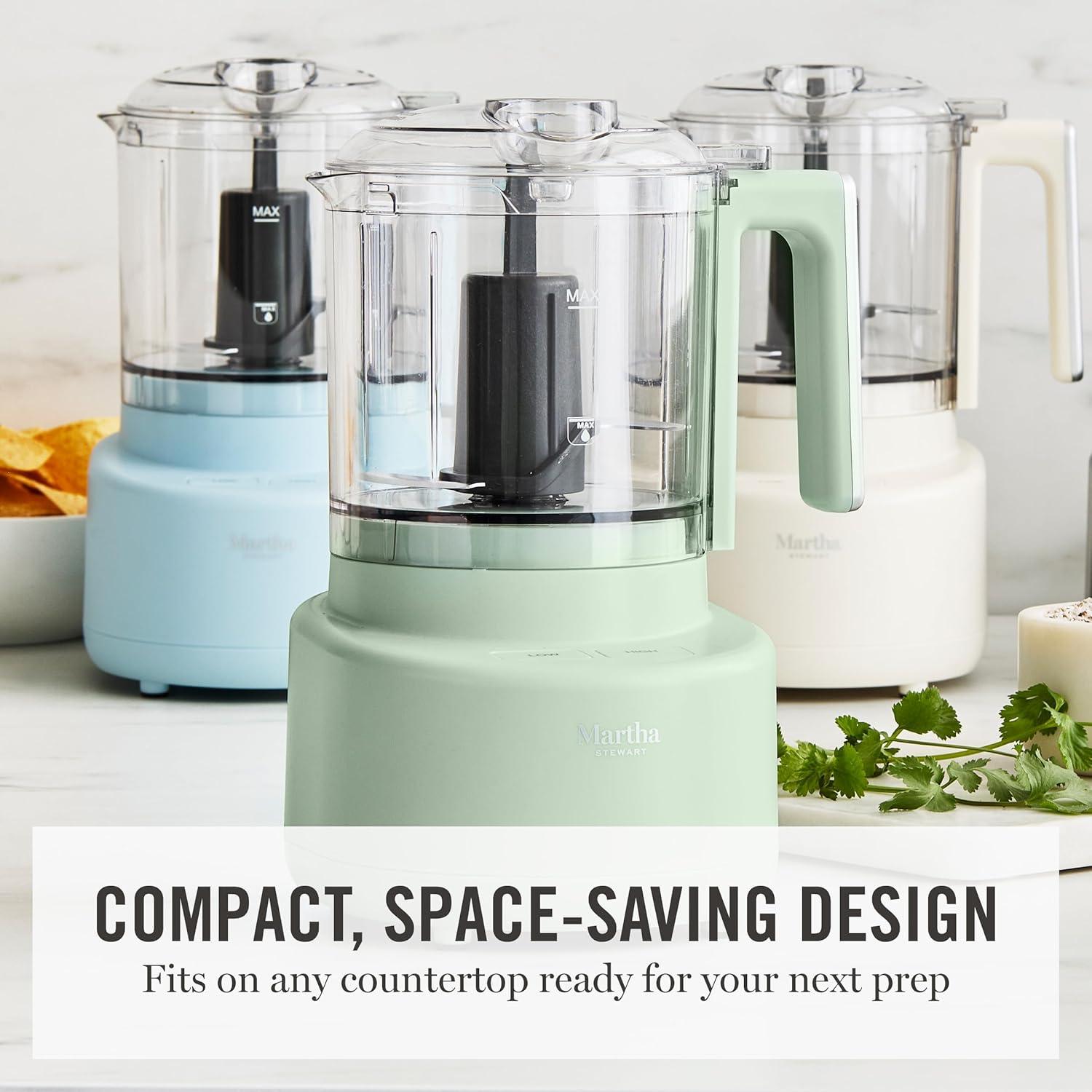 image:imageMartha Stewart 3 Cup Electric Food Chopper Vegetable amp Herb Mini Food Processor 24oz BPAFree Bowl Stainless Steel Blades Pour Spout Dicing Mincing Chop amp Puree Dishwasher Safe LinenLinen White