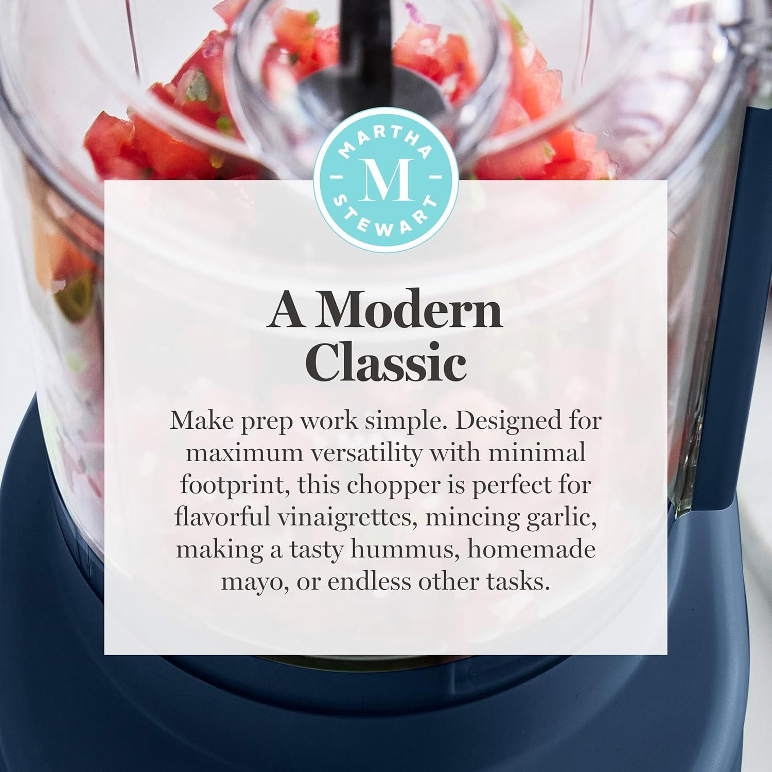image:imageMartha Stewart 3 Cup Electric Food Chopper Vegetable amp Herb Mini Food Processor 24oz BPAFree Bowl Stainless Steel Blades Pour Spout Dicing Mincing Chop amp Puree Dishwasher Safe LinenIndigo Blue