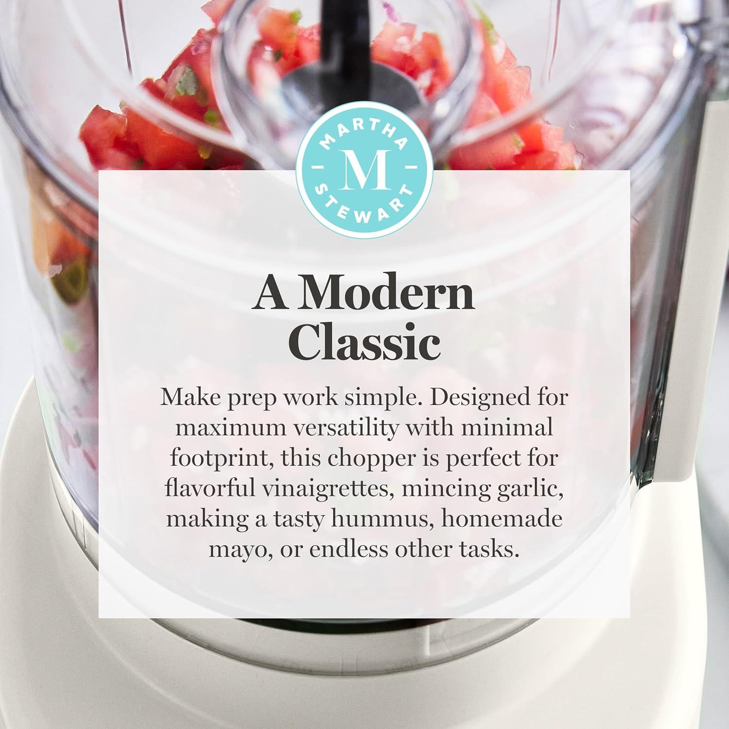 image:imageMartha Stewart 3 Cup Electric Food Chopper Vegetable amp Herb Mini Food Processor 24oz BPAFree Bowl Stainless Steel Blades Pour Spout Dicing Mincing Chop amp Puree Dishwasher Safe LinenLinen White