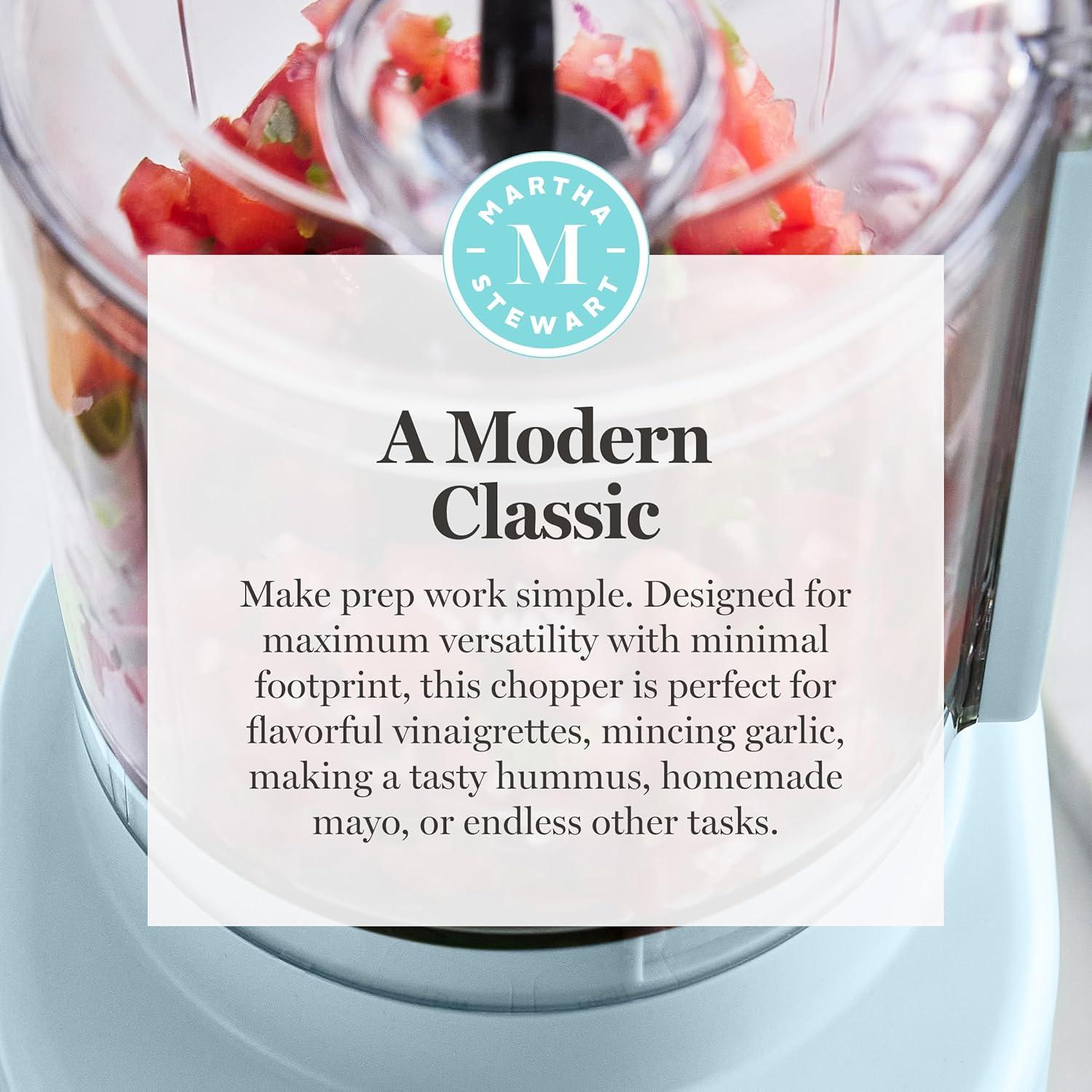 image:imageMartha Stewart 3 Cup Electric Food Chopper Vegetable amp Herb Mini Food Processor 24oz BPAFree Bowl Stainless Steel Blades Pour Spout Dicing Mincing Chop amp Puree Dishwasher Safe LinenSky Blue