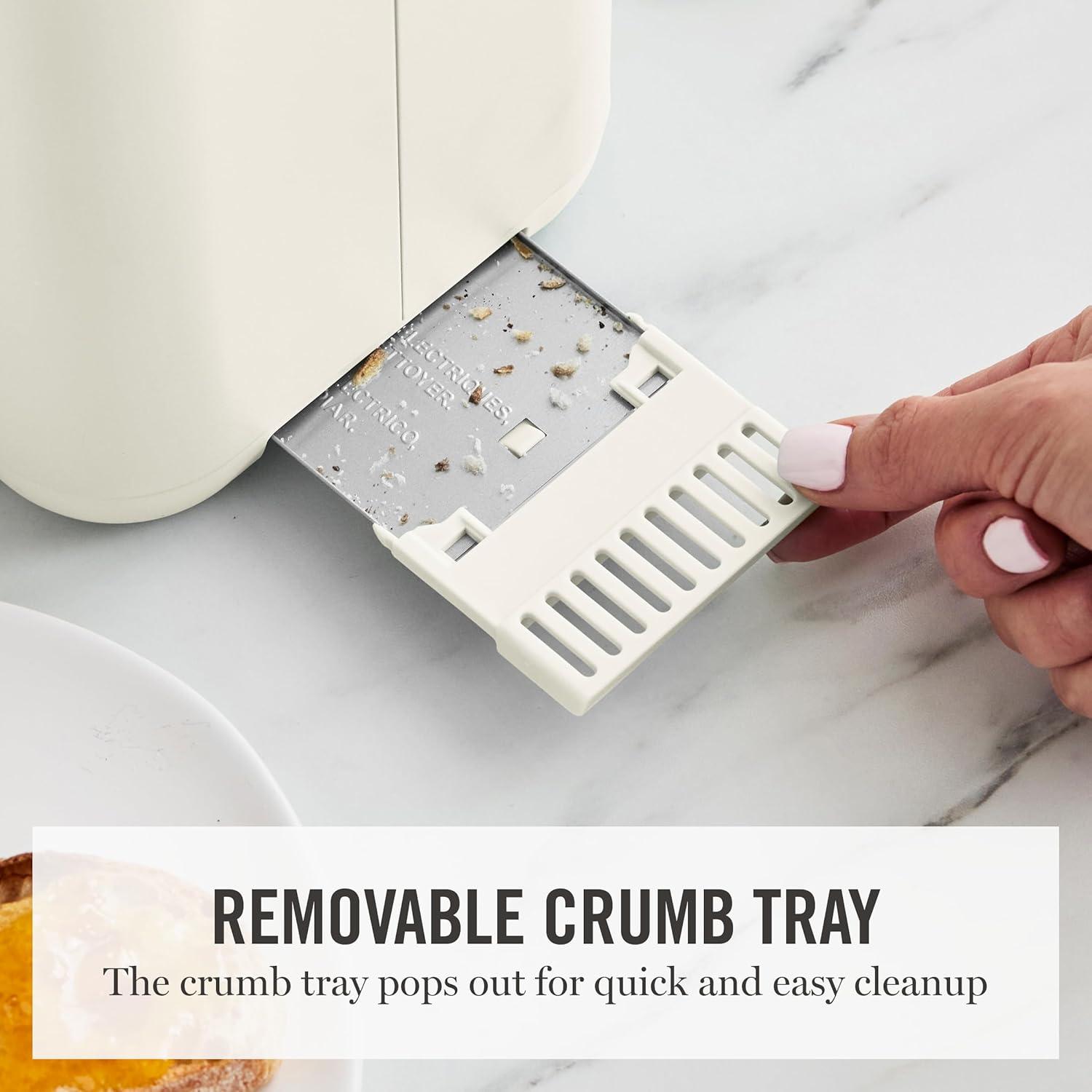 image:imageMartha Stewart 4 Slice Toaster 10 Shade Settings with Defrost Cancel Bagel amp GlutenFree ExtraWide SelfCentering Slots for Waffles amp Artisan Bread Removable Crumb Tray Cord Wrap 1800W LinenLinen White