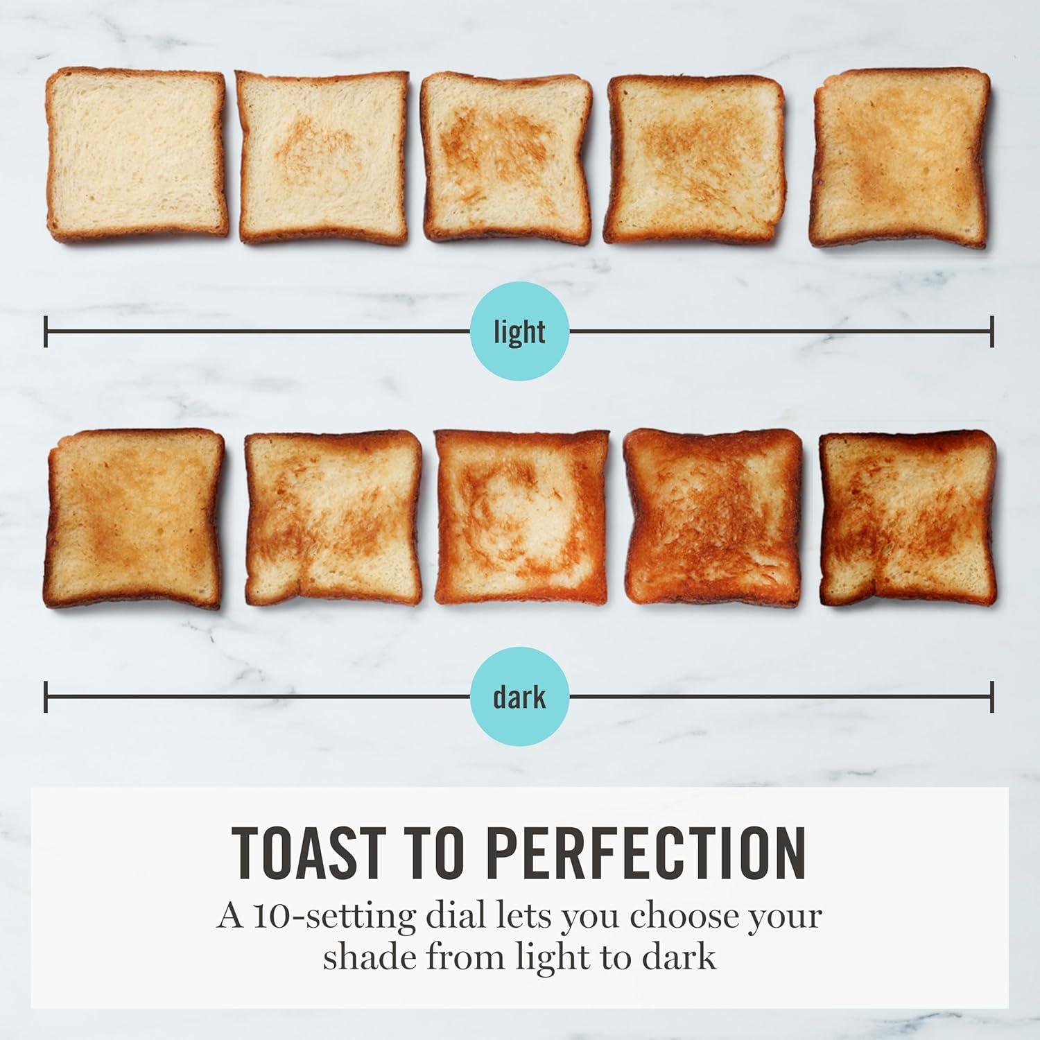 image:imageMartha Stewart 4 Slice Toaster 10 Shade Settings with Defrost Cancel Bagel amp GlutenFree ExtraWide SelfCentering Slots for Waffles amp Artisan Bread Removable Crumb Tray Cord Wrap 1800W LinenHoneydew Green
