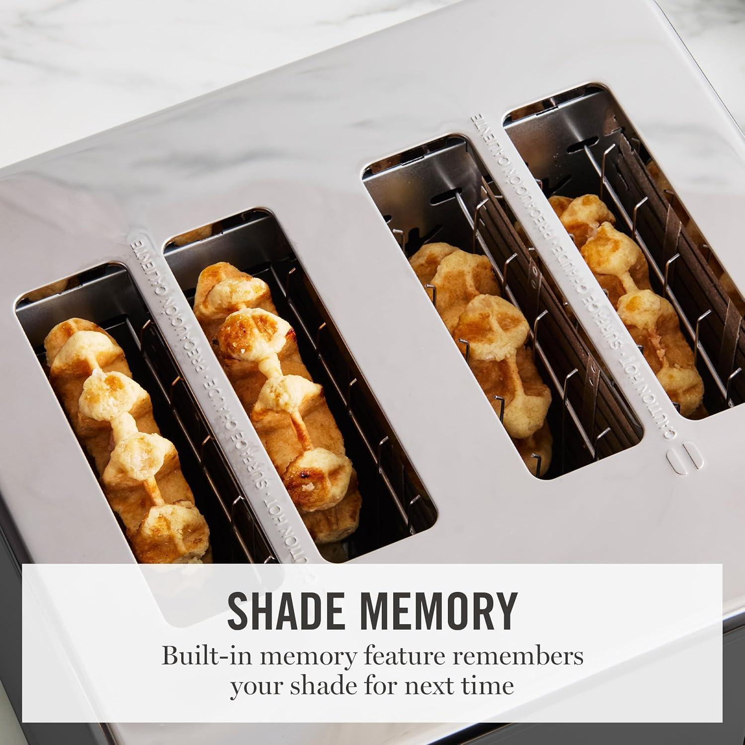 image:imageMartha Stewart 4 Slice Toaster 10 Shade Settings with Defrost Cancel Bagel amp GlutenFree ExtraWide SelfCentering Slots for Waffles amp Artisan Bread Removable Crumb Tray Cord Wrap 1800W LinenCaviar Gray