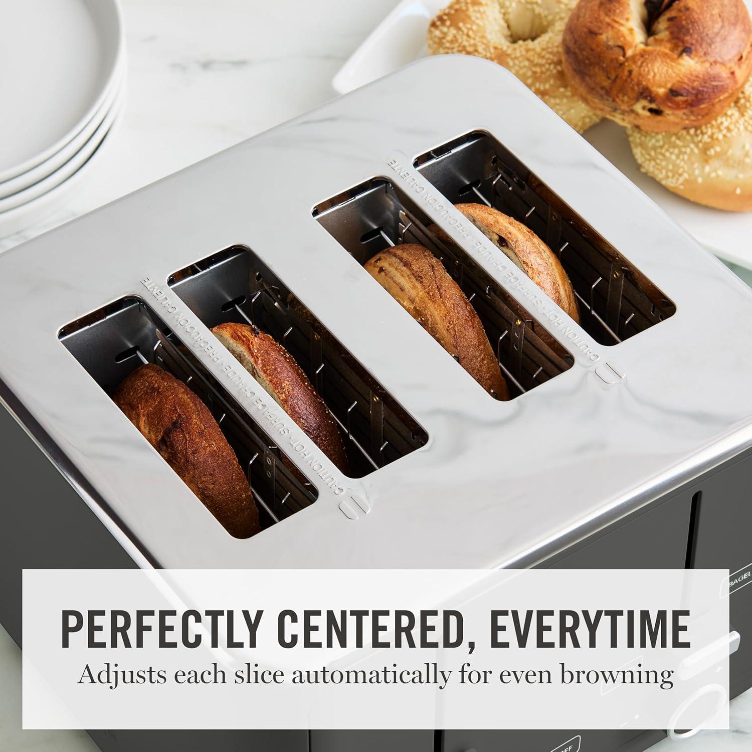 image:imageMartha Stewart 4 Slice Toaster 10 Shade Settings with Defrost Cancel Bagel amp GlutenFree ExtraWide SelfCentering Slots for Waffles amp Artisan Bread Removable Crumb Tray Cord Wrap 1800W LinenCaviar Gray