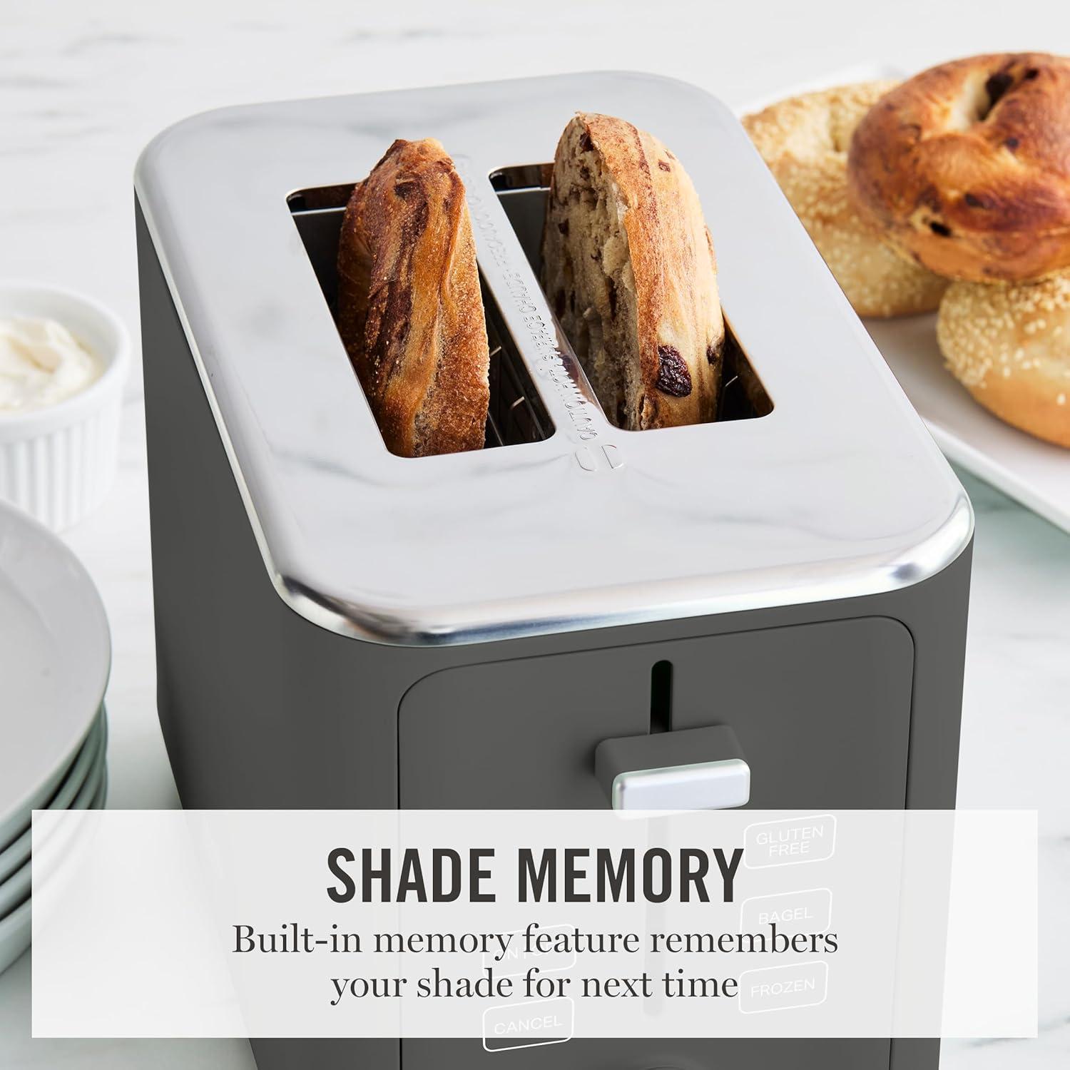 image:imageMartha Stewart 4 Slice Toaster 10 Shade Settings with Defrost Cancel Bagel amp GlutenFree ExtraWide SelfCentering Slots for Waffles amp Artisan Bread Removable Crumb Tray Cord Wrap 1800W LinenCaviar Gray