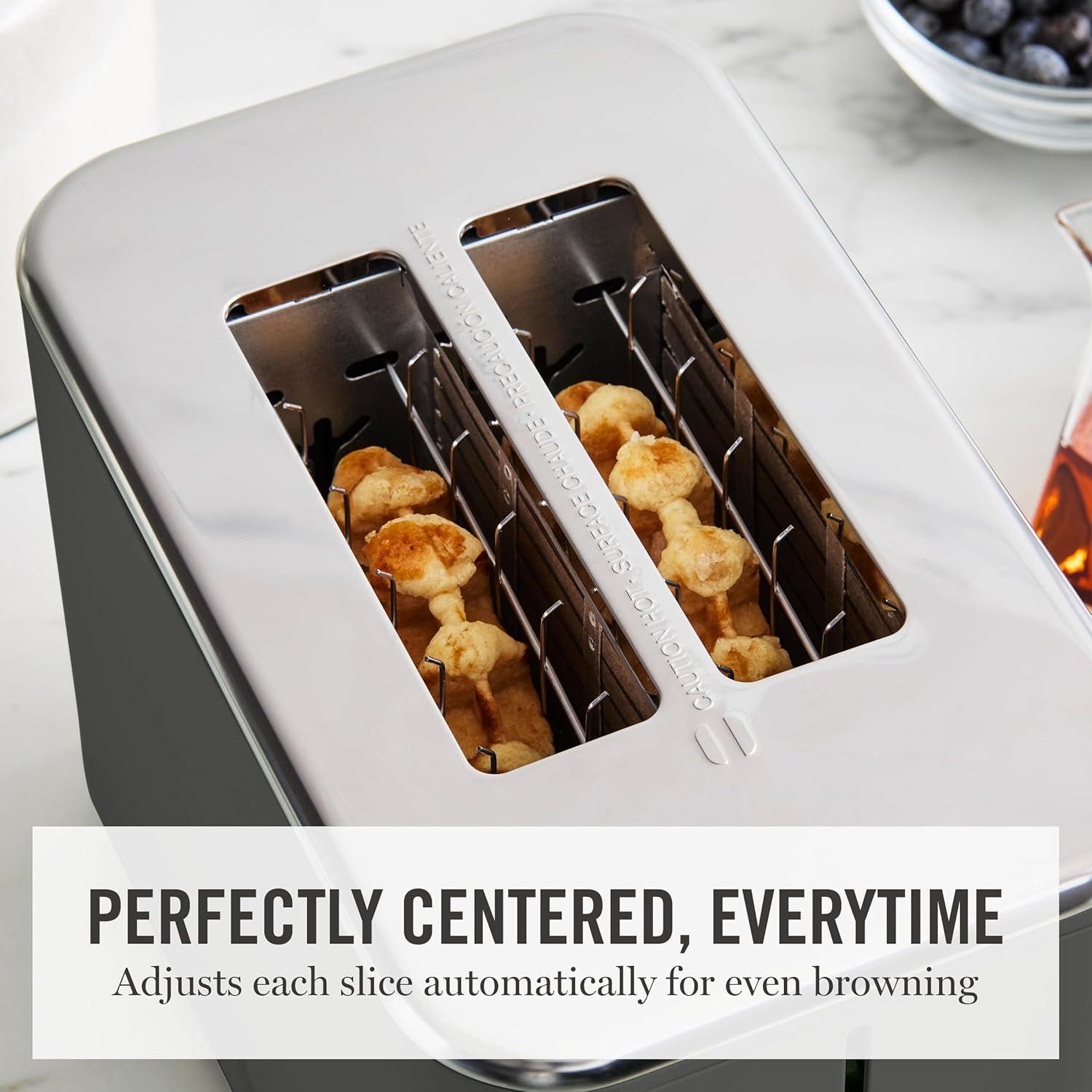 image:imageMartha Stewart 4 Slice Toaster 10 Shade Settings with Defrost Cancel Bagel amp GlutenFree ExtraWide SelfCentering Slots for Waffles amp Artisan Bread Removable Crumb Tray Cord Wrap 1800W LinenCaviar Gray