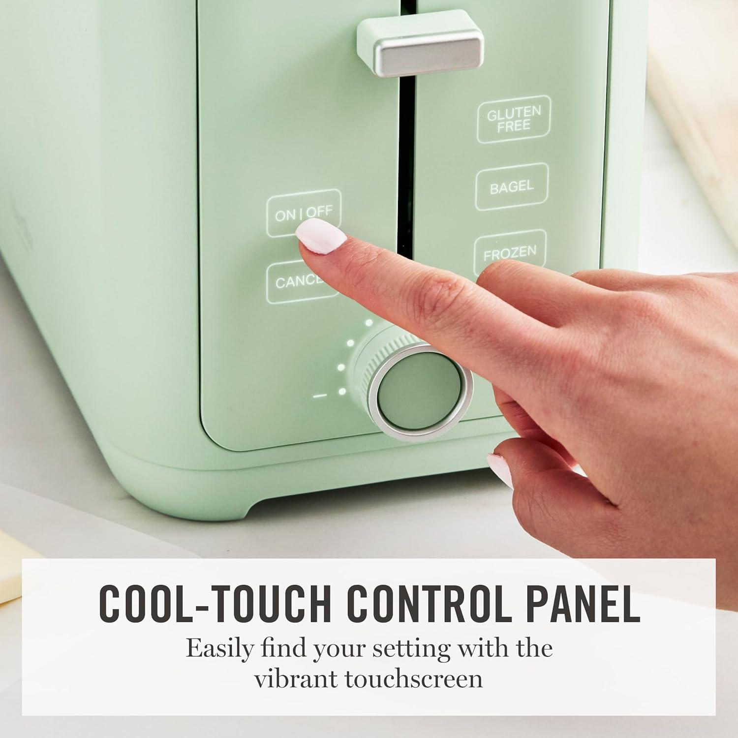 image:imageMartha Stewart 4 Slice Toaster 10 Shade Settings with Defrost Cancel Bagel amp GlutenFree ExtraWide SelfCentering Slots for Waffles amp Artisan Bread Removable Crumb Tray Cord Wrap 1800W LinenHoneydew Green