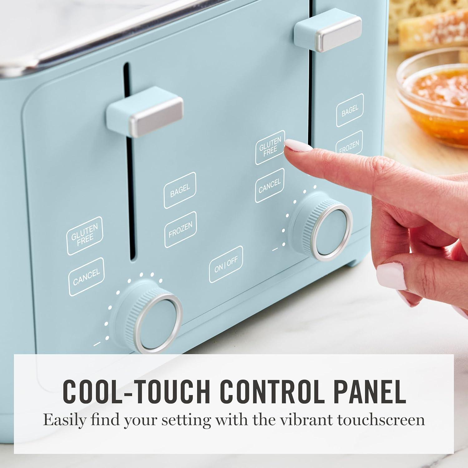 image:imageMartha Stewart 4 Slice Toaster 10 Shade Settings with Defrost Cancel Bagel amp GlutenFree ExtraWide SelfCentering Slots for Waffles amp Artisan Bread Removable Crumb Tray Cord Wrap 1800W LinenSky Blue