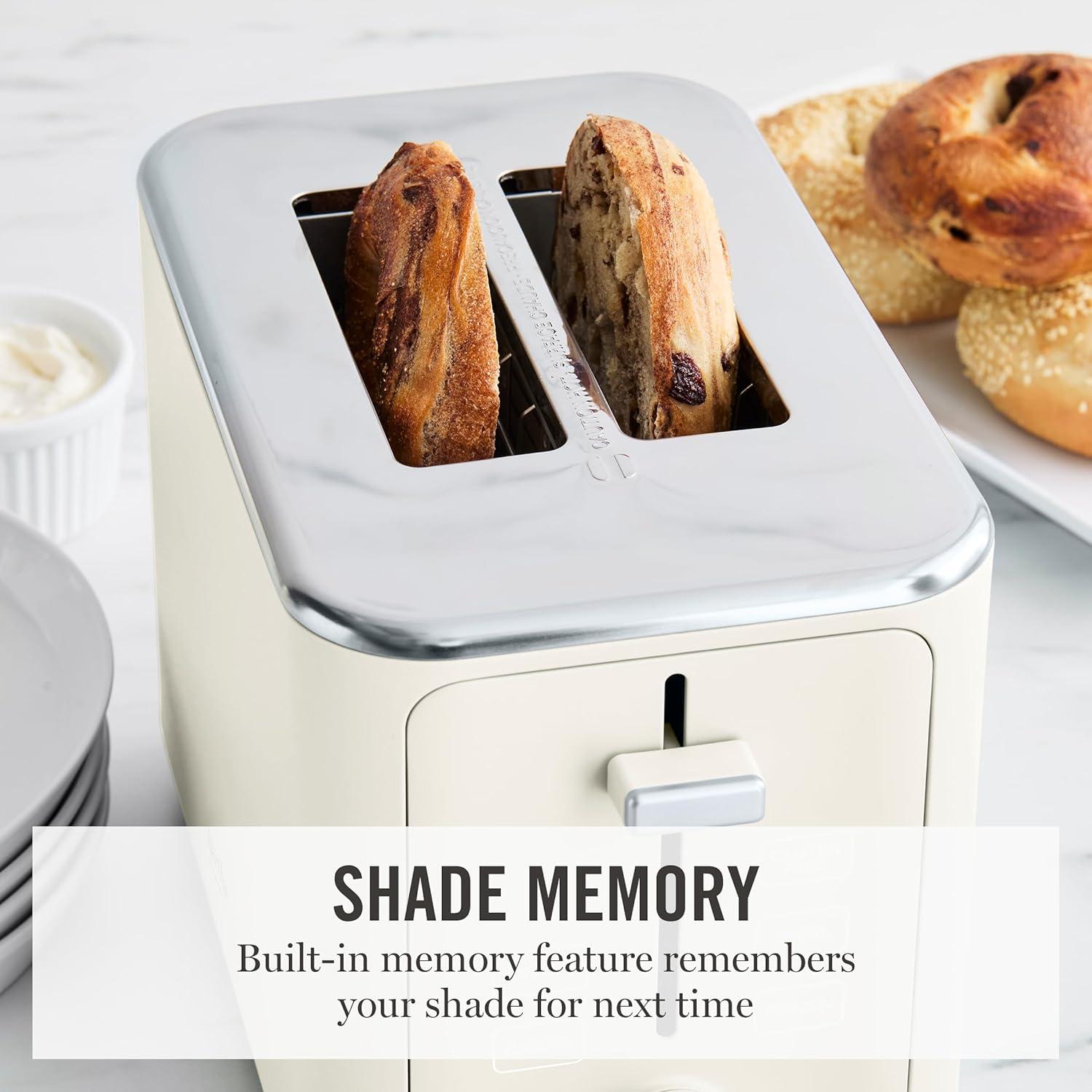 image:imageMartha Stewart 4 Slice Toaster 10 Shade Settings with Defrost Cancel Bagel amp GlutenFree ExtraWide SelfCentering Slots for Waffles amp Artisan Bread Removable Crumb Tray Cord Wrap 1800W LinenLinen White