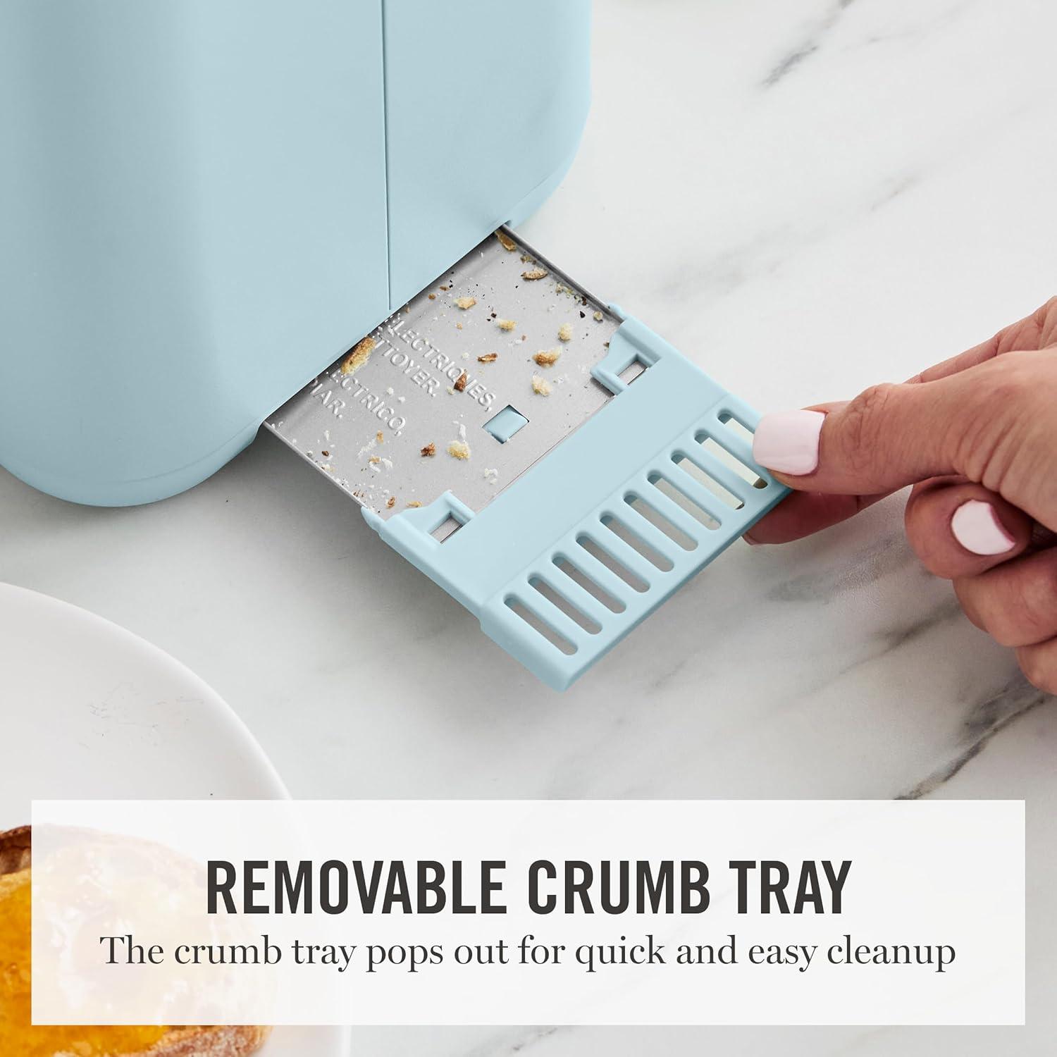 image:imageMartha Stewart 4 Slice Toaster 10 Shade Settings with Defrost Cancel Bagel amp GlutenFree ExtraWide SelfCentering Slots for Waffles amp Artisan Bread Removable Crumb Tray Cord Wrap 1800W LinenSky Blue