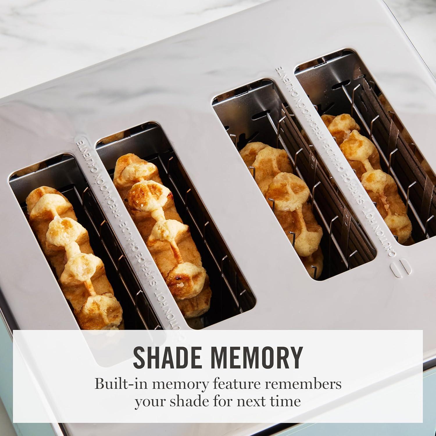 image:imageMartha Stewart 4 Slice Toaster 10 Shade Settings with Defrost Cancel Bagel amp GlutenFree ExtraWide SelfCentering Slots for Waffles amp Artisan Bread Removable Crumb Tray Cord Wrap 1800W LinenSky Blue