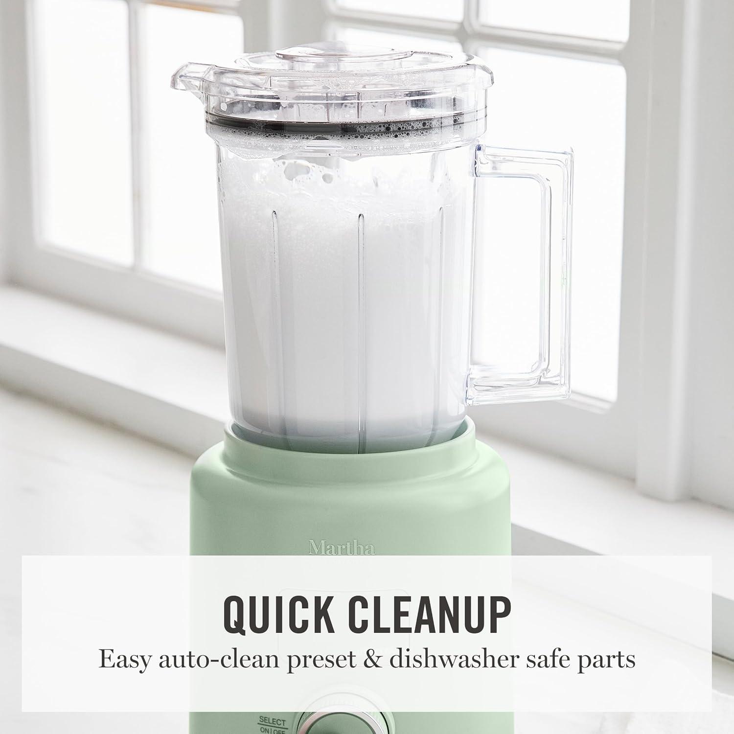 image:imageMartha Stewart 50oz Countertop Blender Smoothie Margarita amp Ice Crushing Blender BPAFree Pitcher 3 Speeds 5 Presets AutoClean Function Dishwasher Safe Stainless Steel Blades Linen CreamHoneydew Green