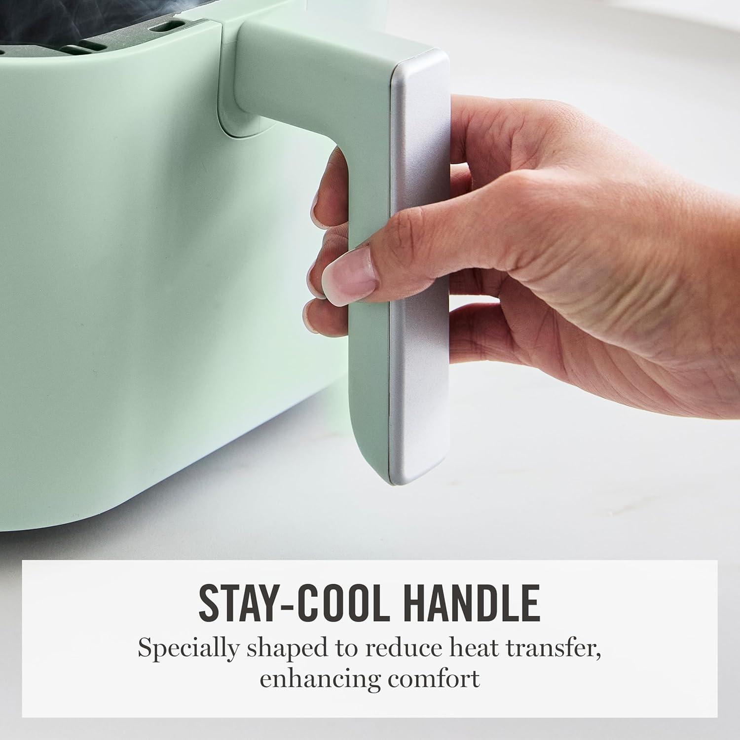 image:imageMartha Stewart 6QT Air Fryer 6in1 Bake Broil Roast Air Fry Dehydrate Reheat Ceramic NonStick Basket Crispy Results Fast 400F Max Temp Shake Reminder Auto ShutOff Linen CreamHoneydew Green