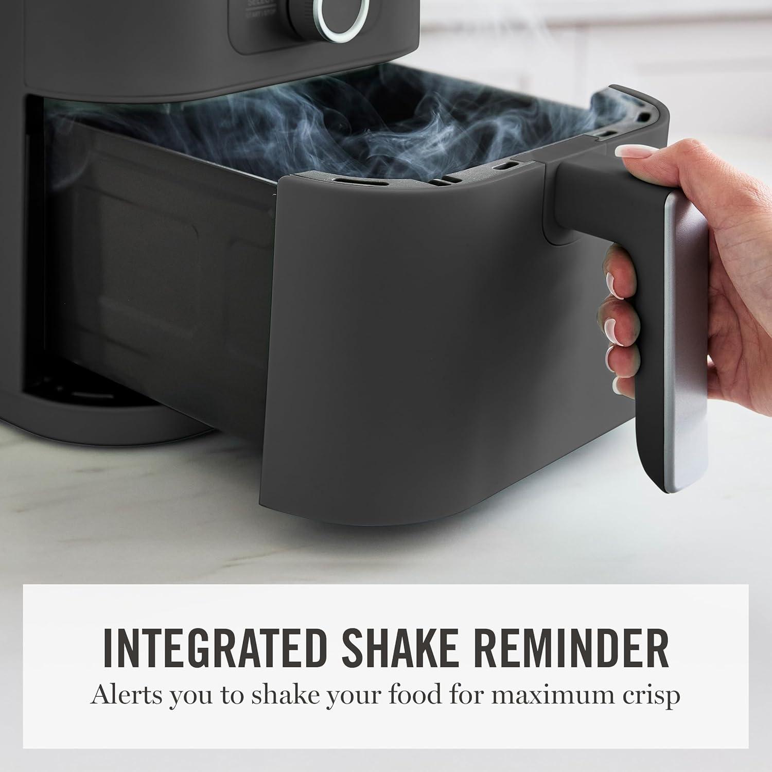image:imageMartha Stewart 6QT Air Fryer 6in1 Bake Broil Roast Air Fry Dehydrate Reheat Ceramic NonStick Basket Crispy Results Fast 400F Max Temp Shake Reminder Auto ShutOff Linen CreamCaviar Gray