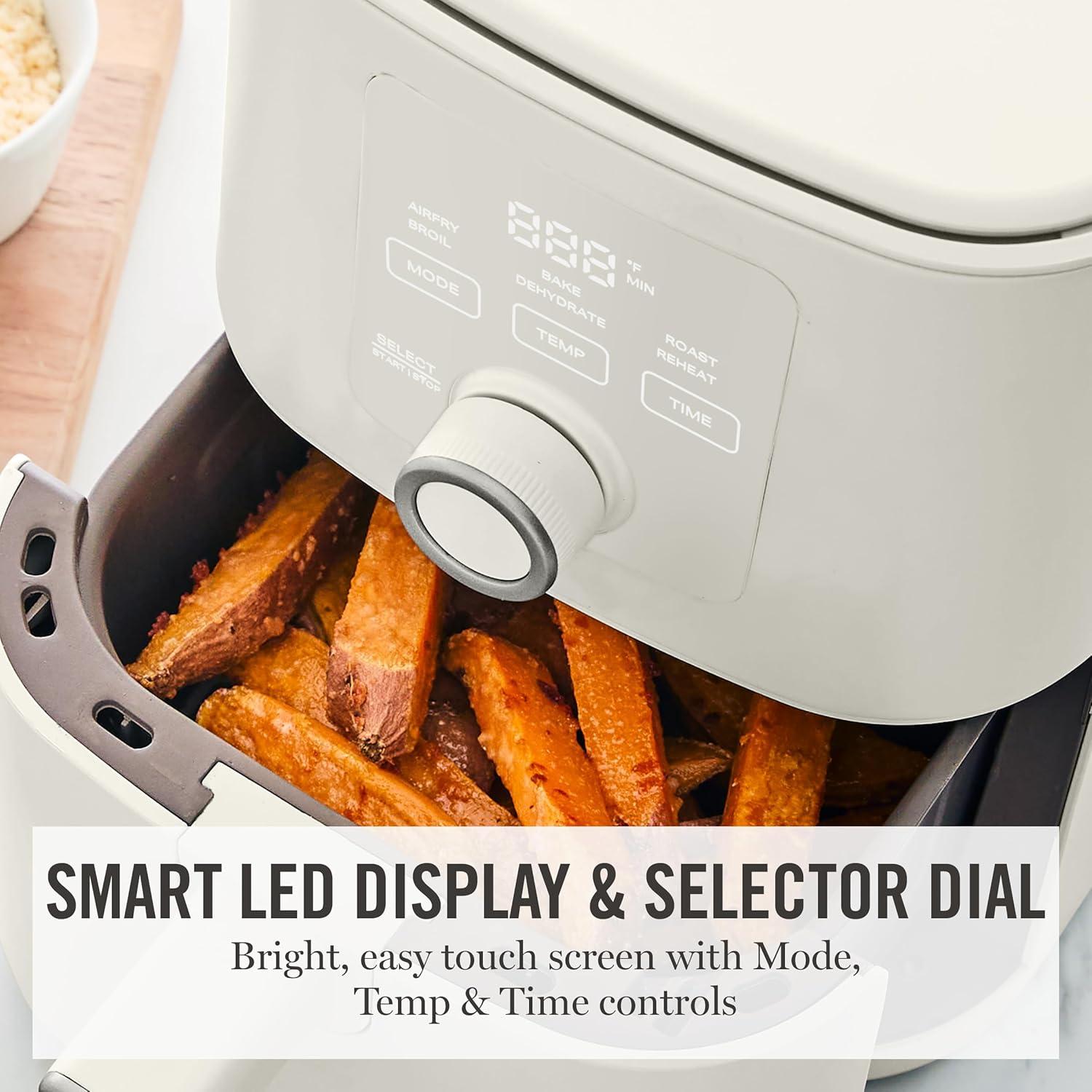 image:imageMartha Stewart 6QT Air Fryer 6in1 Bake Broil Roast Air Fry Dehydrate Reheat Ceramic NonStick Basket Crispy Results Fast 400F Max Temp Shake Reminder Auto ShutOff Linen CreamLinen White