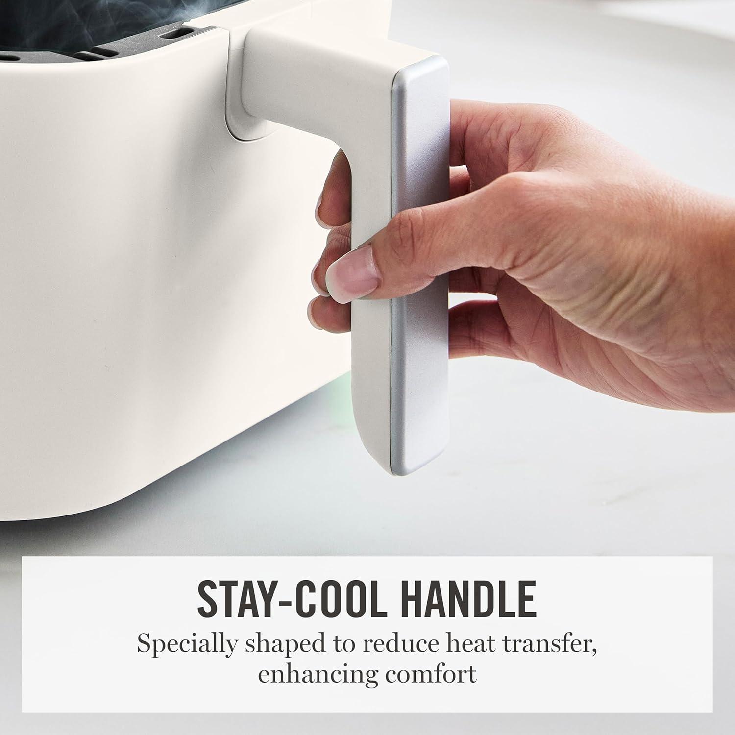 image:imageMartha Stewart 6QT Air Fryer 6in1 Bake Broil Roast Air Fry Dehydrate Reheat Ceramic NonStick Basket Crispy Results Fast 400F Max Temp Shake Reminder Auto ShutOff Linen CreamLinen White