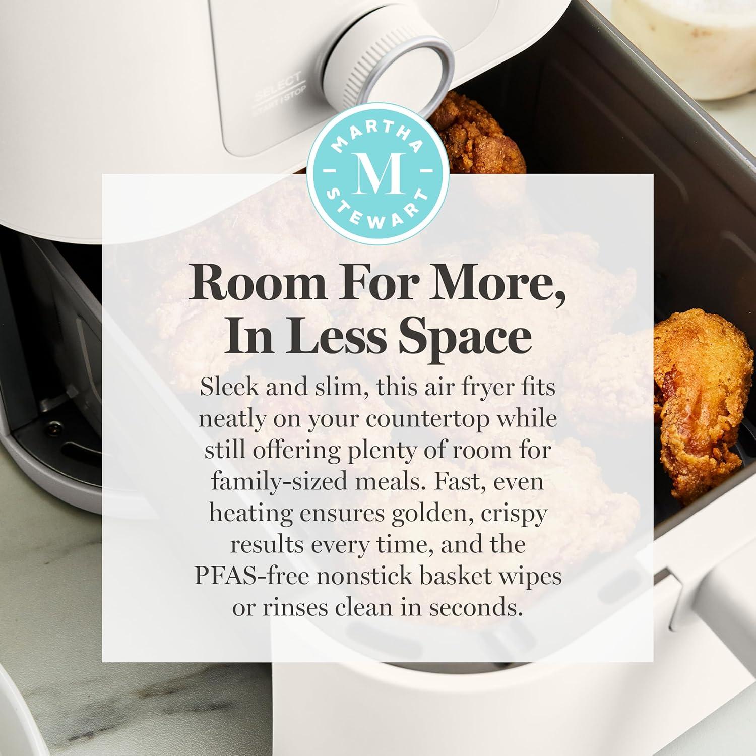 image:imageMartha Stewart 6QT Air Fryer 6in1 Bake Broil Roast Air Fry Dehydrate Reheat Ceramic NonStick Basket Crispy Results Fast 400F Max Temp Shake Reminder Auto ShutOff Linen CreamLinen White