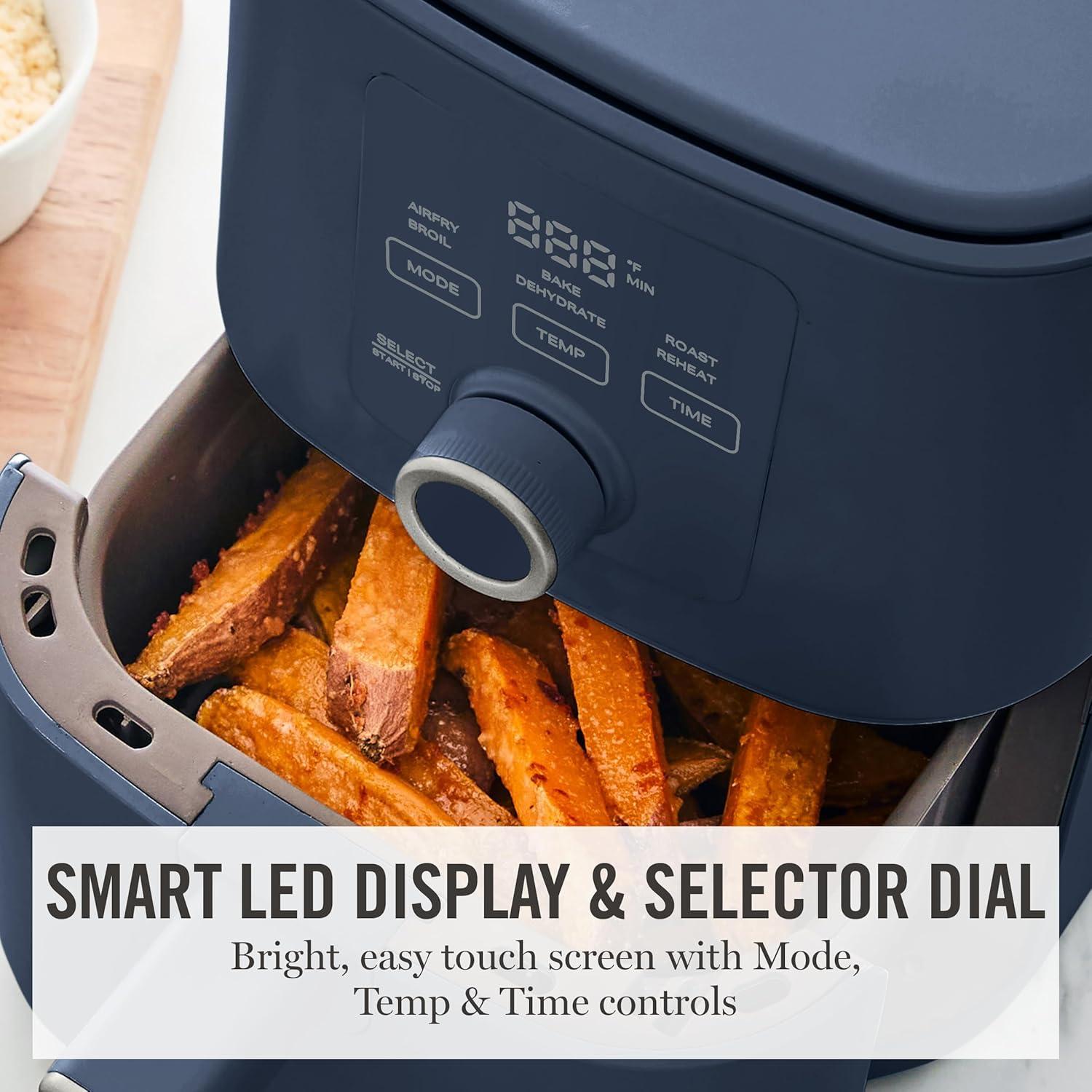 image:imageMartha Stewart 6QT Air Fryer 6in1 Bake Broil Roast Air Fry Dehydrate Reheat Ceramic NonStick Basket Crispy Results Fast 400F Max Temp Shake Reminder Auto ShutOff Linen CreamIndigo Blue