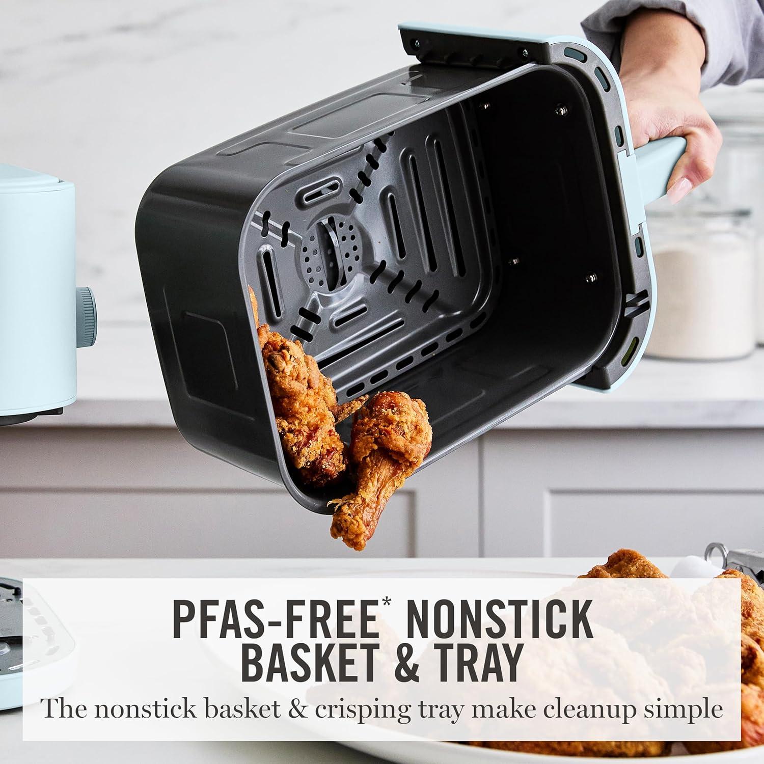 image:imageMartha Stewart 6QT Air Fryer 6in1 Bake Broil Roast Air Fry Dehydrate Reheat Ceramic NonStick Basket Crispy Results Fast 400F Max Temp Shake Reminder Auto ShutOff Linen CreamSky Blue